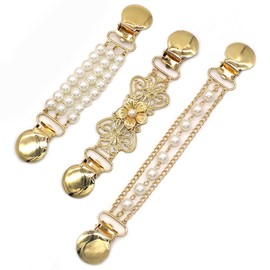 3Pcs Durable Sweater Shawl Clips Tear-Resistant Portable Cardigan Dresses Clips Retro Alloy Vintage Cardigan Clips for Women's Party Wear