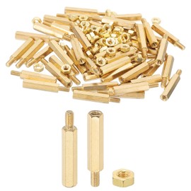 PATIKIL M3X20mm+6mm Standoff Screws, 100Pcs Male to Female Hex Brass PCB Standoff Spacer Screw Nut Assortment Kit for PCB Computer Circuit Board, Golden
