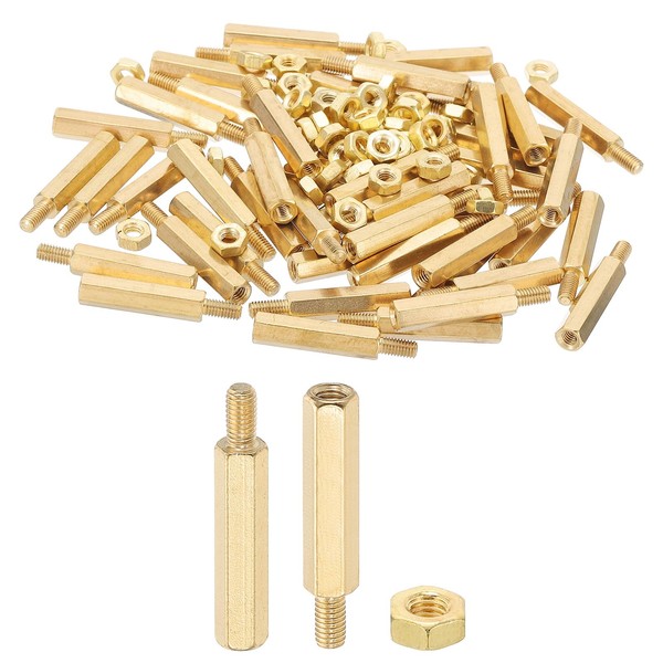 PATIKIL M3X20mm+6mm Standoff Screws, 100Pcs Male to Female Hex Brass