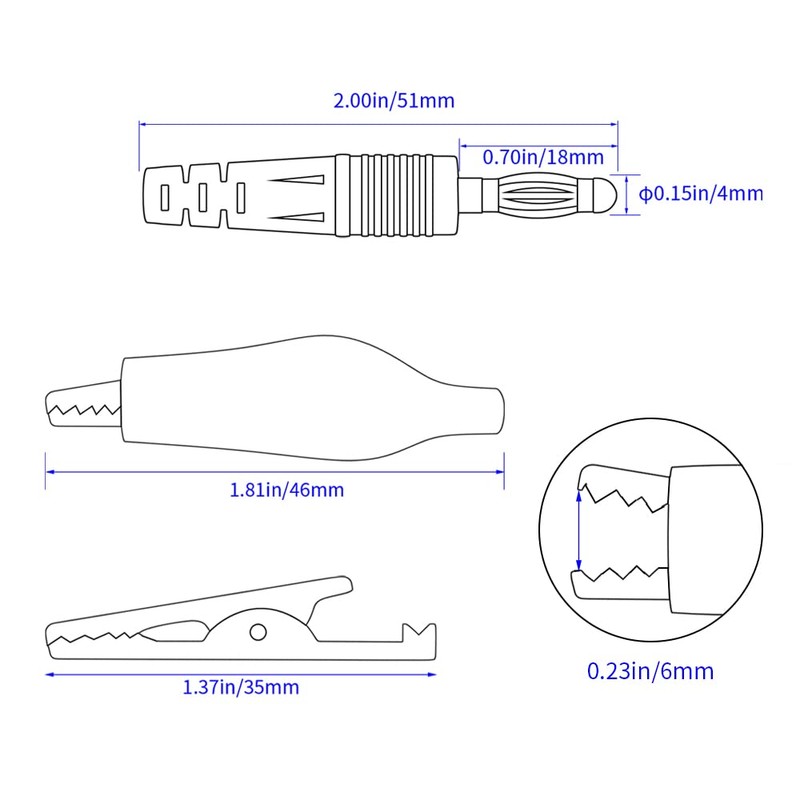 CZJZDZ 2pcs Banana Plug to Alligator Clip Test Lead Cable