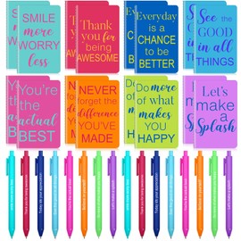 Funrous 32 Pcs Motivational Quote Pens Inspirational Notepads Mini Journal with Ballpoint Pen Small Notebooks Gift Set for Men Women Coworkers, Adult Party Favors Prizes Gift Bulk(Stylish)