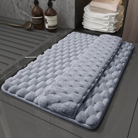 IM HOME Dry The Feet Dorsum Memory Foam Bath Mat Ultimate Soft Highly Absorbent Non-Slip Machine Washable Thick 32"x20" Flannel Gray