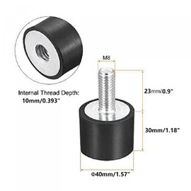4pcs M8X23D40mmH30mm Cylindrical Rubber Mount Shock, Rubber isolator Mounts,Vibration Isolators Steering Damper for Car Boat