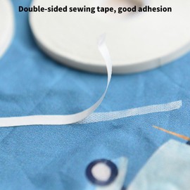 Septpenta 3 Rolls Double Sided Tape, 1/4 Inch Water Soluble Double Sided Tape, Strong Adhesion, Wash Away Tape Sewing Tape for Intricate Quilting Piecing, Patching Locations