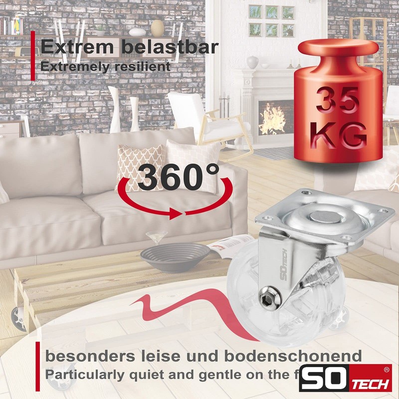 SOTECH Set of 4 Shift Design Castors Diameter 50 mm