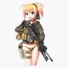 Birthday Gift Military Anime Cute Gun Fall in Love Boys Girls Window Bumper Sticker Decal 5"