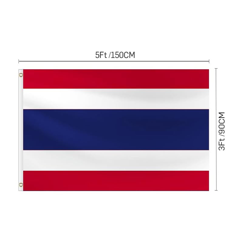 Large 3x5 ft Thailand Flag: Durable Polyester with Dual Metal