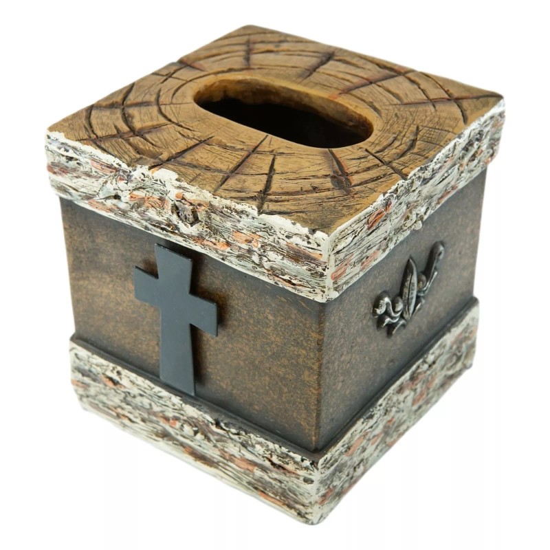 Ebros Gift Rustic Western Fleur De Lis Cross With Birchwood