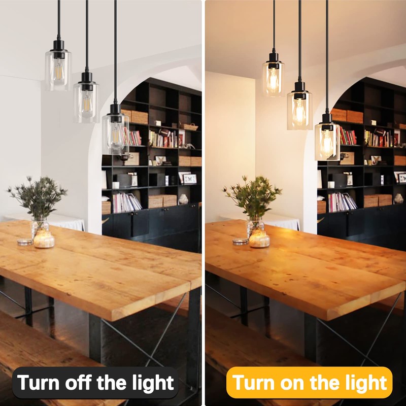 MAXvolador Industrial 3-Light Pendant Light, Adjustable Hanging Light Fixture with
