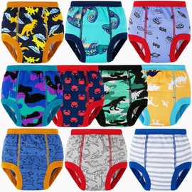 BIG ELEPHANT 10-Pack Baby Potty Training Underwear, Soft 100% Cotton Absorbent Training Pants for Boys & Girls, 9-10Y