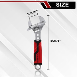 HOUSERAN Monkey Wrench, 6.3 inches (16 cm), Spanner, Maximum Opening 1.0 inches (25 mm), Small, Versatile Wrench, Hexagonal Compatible, Includes Memory, CR-V Steel, Anti-Slip Grip, Lightweight, Tool