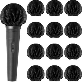 80PCS Microphone Cover Disposable Non-Woven Handheld Microphone Windscreen Protective Cap with Elastic Band Karaoke Mic Cover Filters for KTV Recording Studio Home Stage Performance