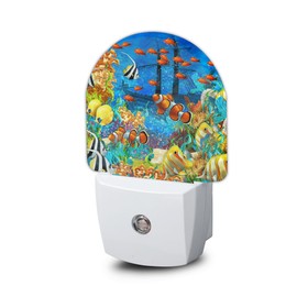 ZTHLL Underwater Fishes Coral Night Light, Night Light Plug into Wall with Dusk to Dawn Sensor, LED Lamp Energy Saving Lights for Men Women Boys Girls,Lamp for Bedroom Bathroom Hallway