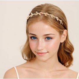 Metal Leaf Hair Hoop for Women Golden Diamond Inlaid Pearl Headband Bridal Headbands Wedding Headbands Party Decorations Headwear (02, One Size)