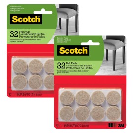 Scotch Felt Pads: 1 in. / 32-pack (Beige) [2-sets]