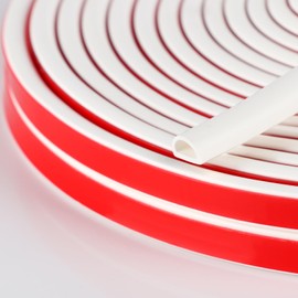 Silicone Weather Stripping Door Seal, 20FT Self Adhesive D-Shaped Door Weather Stripping for Door Frame＆Window Seal