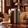 Wooden Butterfly Bookends, Solid Wood, Gold Finish Book Ends, Pair