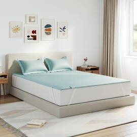 Novilla Summer Sleeping Pad Twin Size(1 Cooling Mat+1 Pillowcase),Sleeping Mat with Deep Pocket for 8-21" Mattress,Elastic Bandage,Washable & Breathable Mattress Pad for Hot Sleepers,Blue