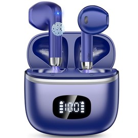 Wireless Earbuds, in Ear Headphones Bluetooth 5.3 with HiFi Stereo Deep Bass, Ear Buds with ENC Noise Cancelling Mics, Smart Touch, 40 Hours Playtime, USB-C, Earphones for Sports, Work, Leisure, Blue