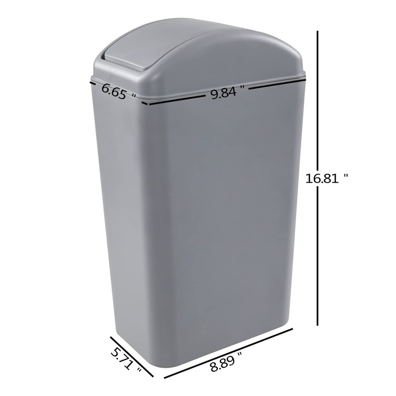 Vababa 1 Pack 3 Gallon Plastic Swing Top Trash Can,