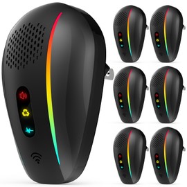 KINESHIELD 2025 Upgraded Ultrasonic Repeller & Insect Indoor Repeller,Ultrasonic and Repellent for Roach,Rodent,Mouse,Bugs,Mosquito,Mice,Spider,Ant,3 Mode Switching,6 Packs