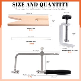 Tanstic 15Pcs Jewelers Saw Frame Set with Blades, Jeweler's Saw Set, Bench Pin Clamp Set V-Slot V-Top Bench Pin, Adjustable Cutting Tools Jewelry Saw Frame Kit for Jewelry Making