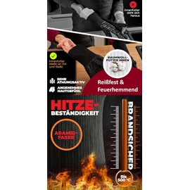 Unisex Oven Gloves, Grill Gloves, Heat Resistant up to 800 °C, Fireproof, Non-Slip, Heat Protection, Classic Gold, S/M