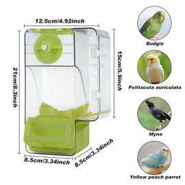 No Mess Bird Feeder Vegetable Dispenser Automatic Parrot Feeders with Vegetable Forager Acrylic Seed Food Container Cage Accessories for Parrot Small and Medium Birds (Green)