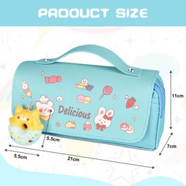 Vicloon Large Pencil Case, Big Capacity Pencil Pen Bag Multi Compartments Office Stationery Makeup Bag Stress Release Pencil Case School Students Girls Boys Teen Storage Organizer Gifts (Blue)