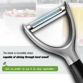 KULUNER [Upgraded] 304 Stainless Steel Multi-Function Kitchen Peeler - With Solid Wood Handle, Sharp & Durable Blade, Effortlessly Peels Vegetables and Fruits, Essential Kitchen Tool