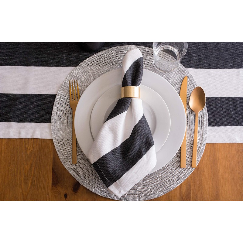 DII Woven Placemats Collection Metallic Round Placemat Set, 15", Silver,