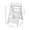 Hteedy Folding Step Ladder, White Folding Step Ladder 3-Layer Folding