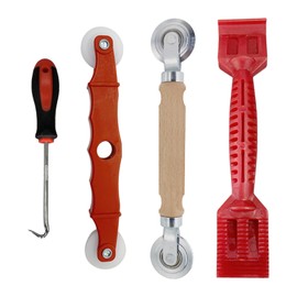 Wjelet 4 Pcs Window Fitting Tools, Window Glazing Tools, Curved Shovel, Leather Strip Press Wheel, Gasket Hook Multi-Functions Window Gap Adjustment Installation Tool