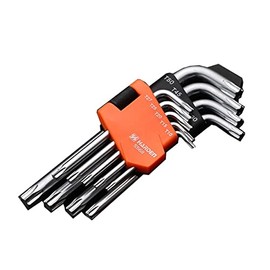 Edward Tools Harden Star Key Wrench Set - Hardened Chrome Steel Screwdriver Set with Organizer Clip - Straight or L - T10 T15 T20 T25 T27 T30 T40 T45 T50 (Short)