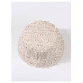 Verdusa Women's Plaid Print Raw Trim Denim Bucket Hats Outdoor Fishing Caps Beige One-Size