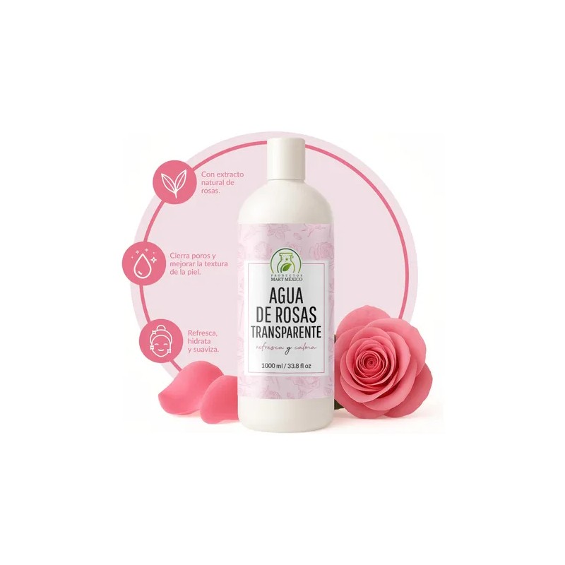 Agua De Rosas Hidratante Transparente 1 Litros