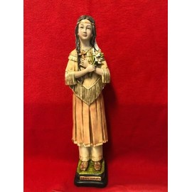 Generic Saint Kateri Tekakwitha Statue 16"" New from Colombia, Cream