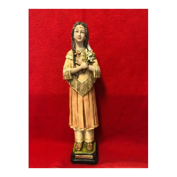 Generic Saint Kateri Tekakwitha Statue 16"" New from Colombia, Cream