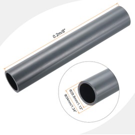 MECCANIXITY PVC Rigid Tube Round Pipe Tubing Hardware Tubing 28.8mm ID 34mm OD 8" Length Light Grey High Impact for Water Pipe, Crafts