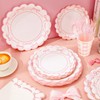JarThenaAMCS 175Pcs Pink Bow Party Supplies Kit Scalloped Bowknot Tableware