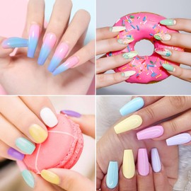 YSUVIN Semi-Permanent Macaron Nail Polish, 10 Colors Pink Blue White Purple Yellow Pastel Semi-Permanent Nail Polish, Soak Off UV/LED Lamp Nail Polish Nail Art Gel Nail Polish Set, 8ml
