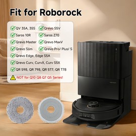 HTOGQCQ 8 Pack Mop Pads for Roborock Saros 10R/QV 35A/Qrevo S/Qrevo Master/Qrevo Curv/Qrevo Slim/Qrevo Plus/Q Revo/Qrevo Pro/Qrevo Edge Robot Vacuum Cleaner, Washable & Reusable Microfiber Mop Cloths