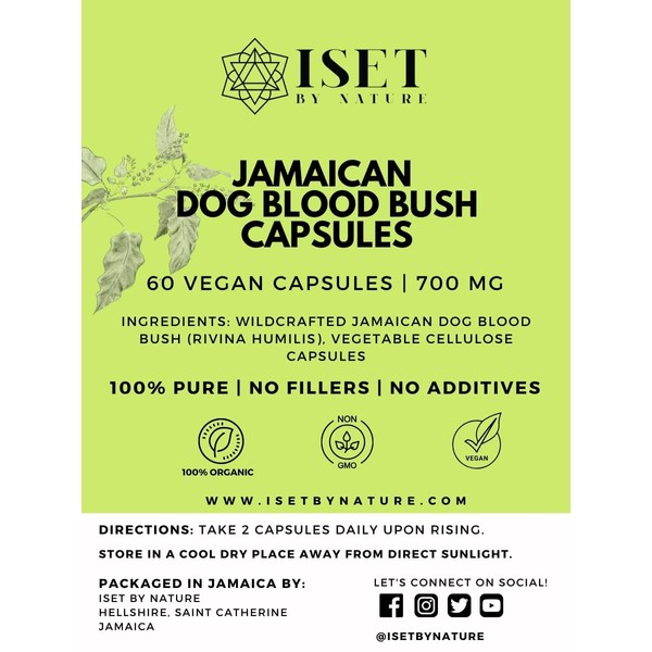 Iset By Nature Jamaican Dog Blood Bush Capsules 1400mg -