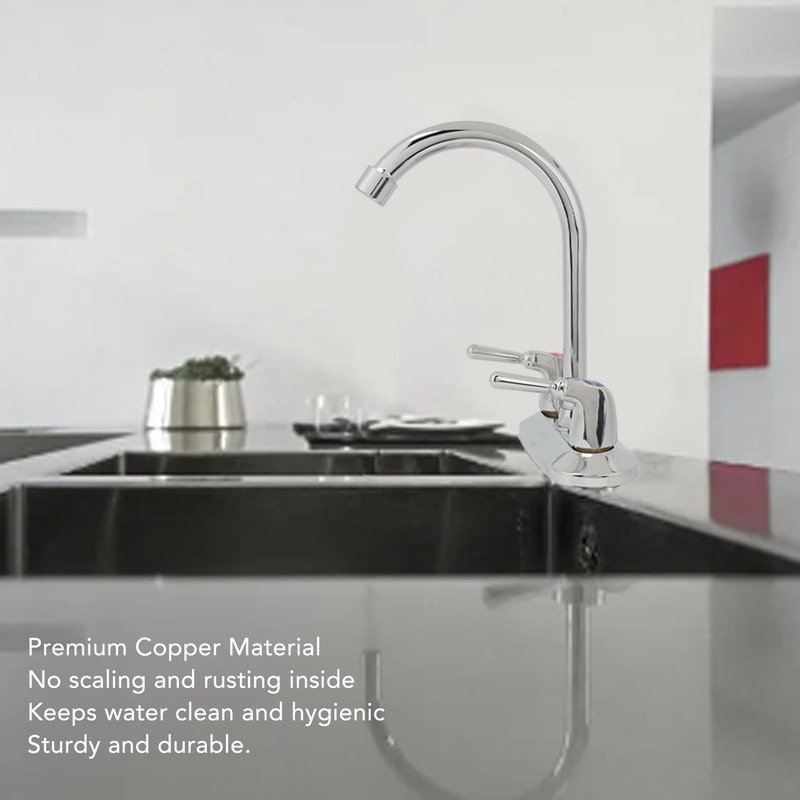Sink Faucet 2 Handle 2 Holes Deck Plate Design Hot