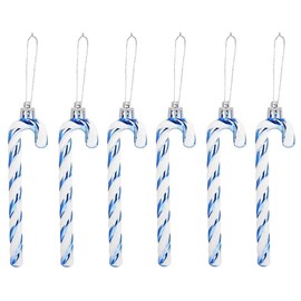 Glitter Candy Cane –Christmas Tree Hanging Decoration Bauble Xmas Ornament Pack of 6-13cm (Royal Blue)