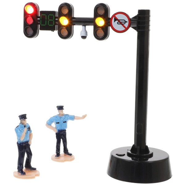 Toyvian Traffic Light Toy Children's Traffic Light Lamp Traffic Light Toy with 2 Pieces Figures for Children Educational Toy