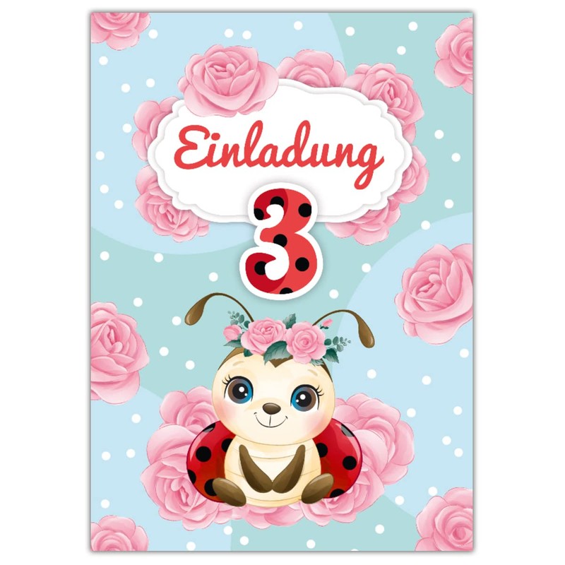 Junapack 12 Invitation Cards with 12 Envelopes for 3rd Children's