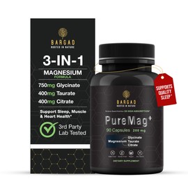 Bargad Magnesium Glycinate 750mg | High Absorption Formula for Sleep, Muscle Relaxation & Calm Support | Non-Laxative, Vegan Capsules – Magnesium Supplement for Men & Women – 90 Count