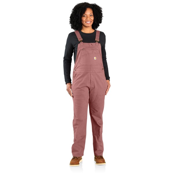 Carhartt Women's Rugged Flex Loose Fit Canvas Bib Overall, Rose