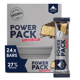 Multipower Power Pack Classic Dark Protein Bar, Protein Bar with 27% Protein, Classic Bar as a Healthy Sports Snack, with Light Banana Vanilla Note, 24 x 35 g